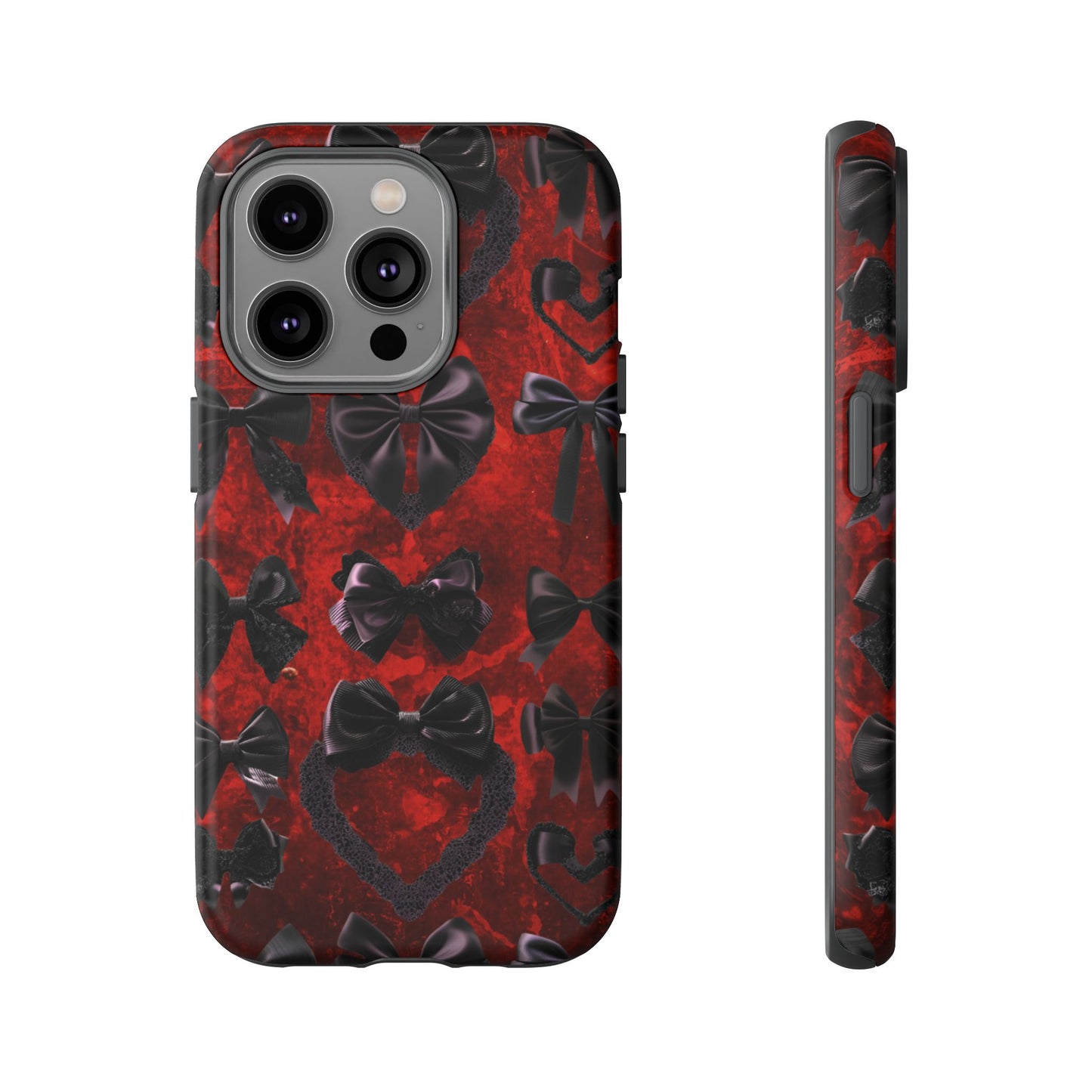 Black Coquette Phone Case- Gothic Bows for iPhone 16 15 14 13 12 11, Samsung Galaxy & Google Pixel