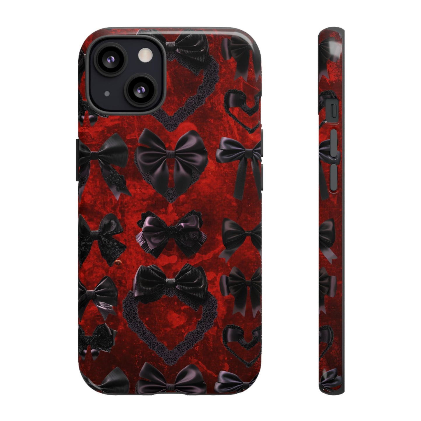 Black Coquette Phone Case- Gothic Bows for iPhone 16 15 14 13 12 11, Samsung Galaxy & Google Pixel