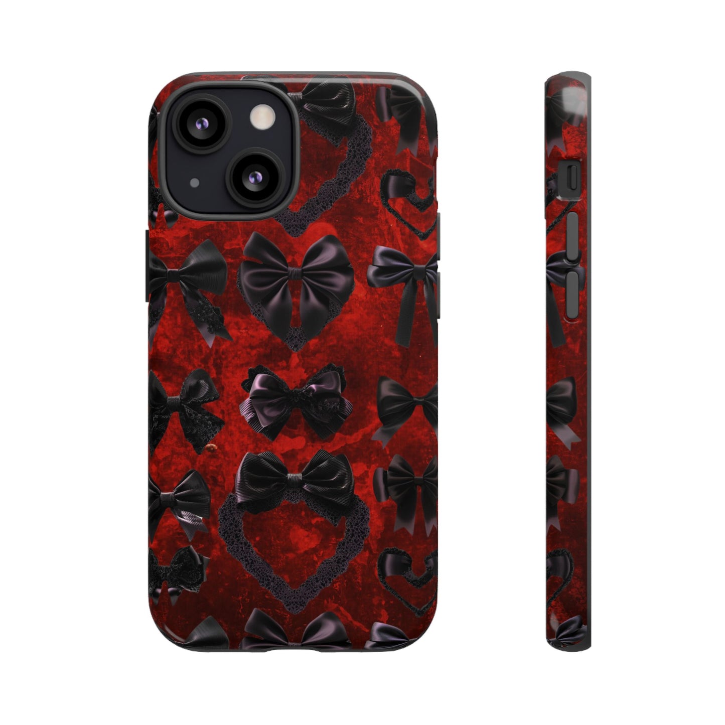 Black Coquette Phone Case- Gothic Bows for iPhone 16 15 14 13 12 11, Samsung Galaxy & Google Pixel