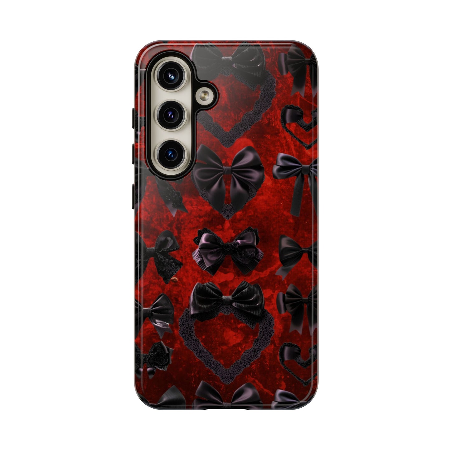 Black Coquette Phone Case- Gothic Bows for iPhone 16 15 14 13 12 11, Samsung Galaxy & Google Pixel