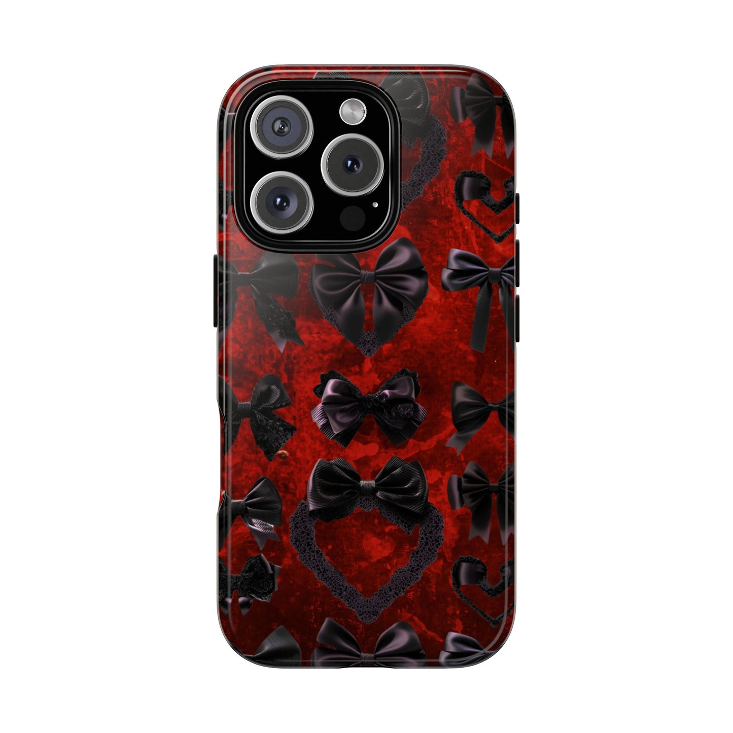 Black Coquette Phone Case- Gothic Bows for iPhone 16 15 14 13 12 11, Samsung Galaxy & Google Pixel