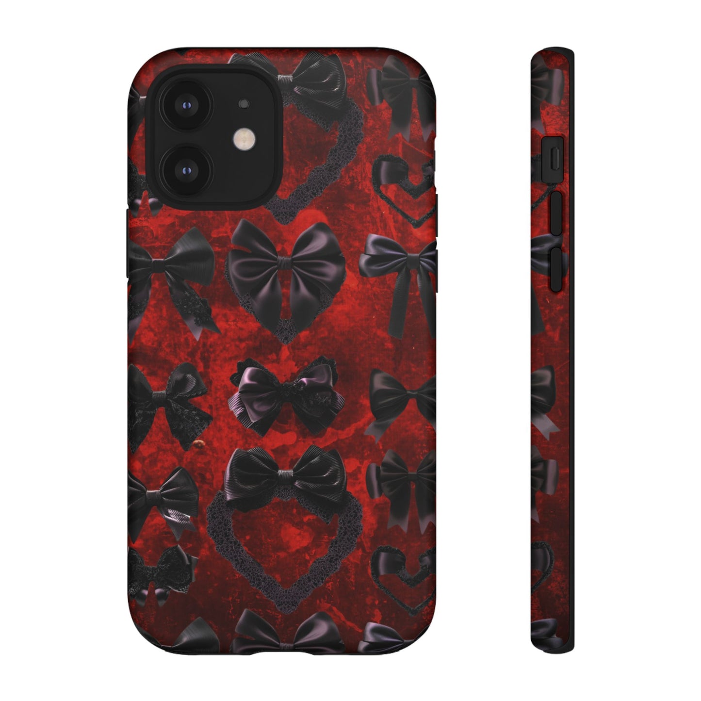 Black Coquette Phone Case- Gothic Bows for iPhone 16 15 14 13 12 11, Samsung Galaxy & Google Pixel