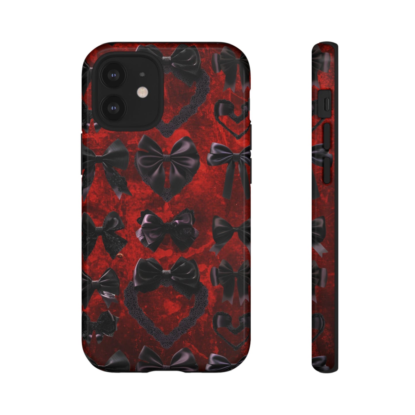 Black Coquette Phone Case- Gothic Bows for iPhone 16 15 14 13 12 11, Samsung Galaxy & Google Pixel