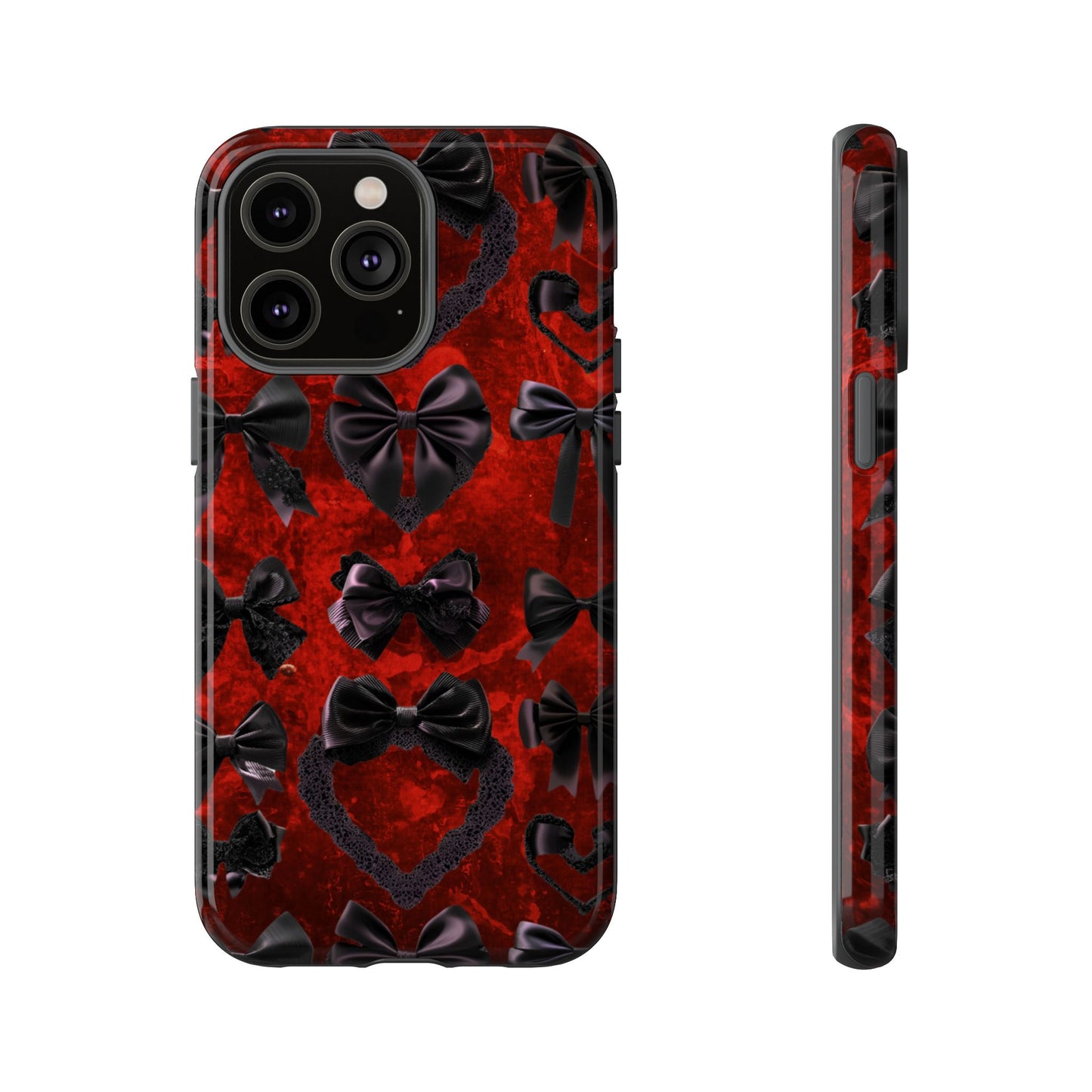 Black Coquette Phone Case- Gothic Bows for iPhone 16 15 14 13 12 11, Samsung Galaxy & Google Pixel