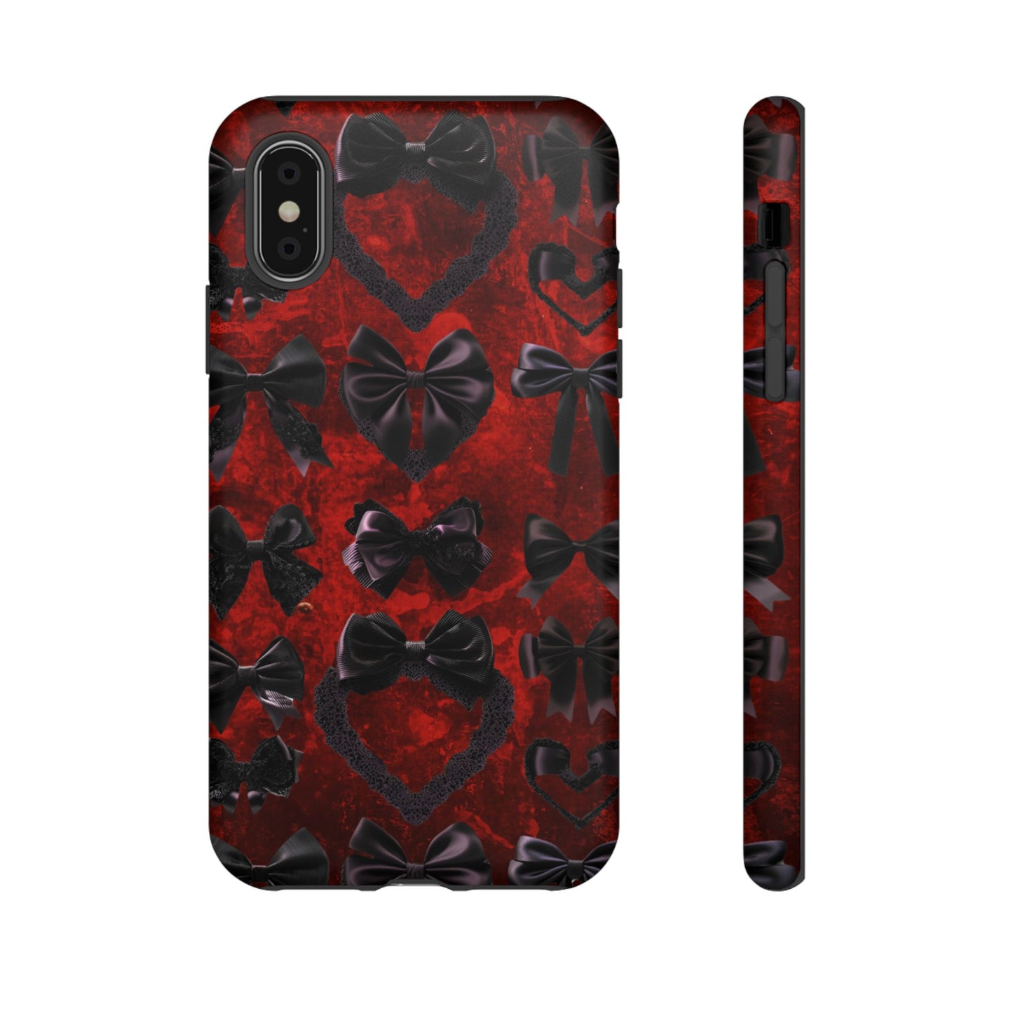Black Coquette Phone Case- Gothic Bows - iPhone 16 15 14 13 12 11, Samsung Galaxy & Google Pixel Phone Covers - Boo and Bewear