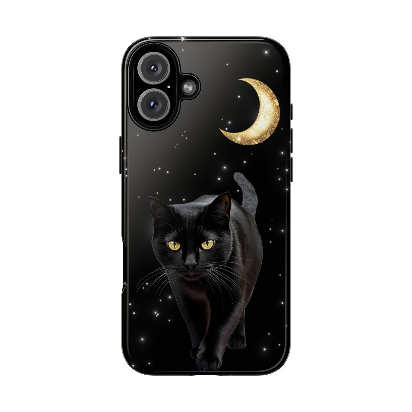 Black Cat and Moon Phone Case - Celestial Cat Lover Phone Cases - iPhone 16 15 14 13 12 11, Samsung Galaxy & Google Pixel Phone Covers - Boo and Bewear