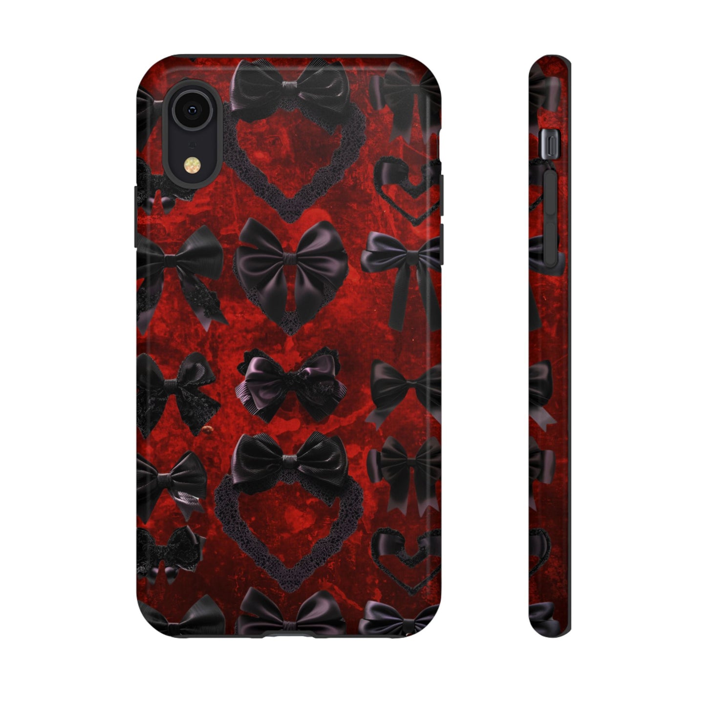 Black Coquette Phone Case- Gothic Bows - iPhone 16 15 14 13 12 11, Samsung Galaxy & Google Pixel Phone Covers - Boo and Bewear