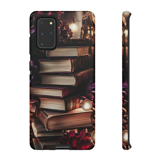 Book Lover Phone Case - Vintage Dark Academia Books - iPhone 16 15 14 13 12 11, Samsung Galaxy & Google Pixel Phone Covers - Boo and Bewear