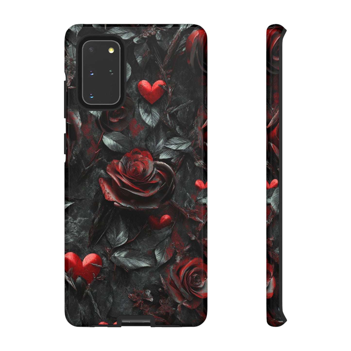 Gothic Valentine Phone Case - Dark Romance Roses and Hearts - iPhone 16 15 14 13 12 11, Samsung Galaxy & Google Pixel Phone Covers - Boo and Bewear