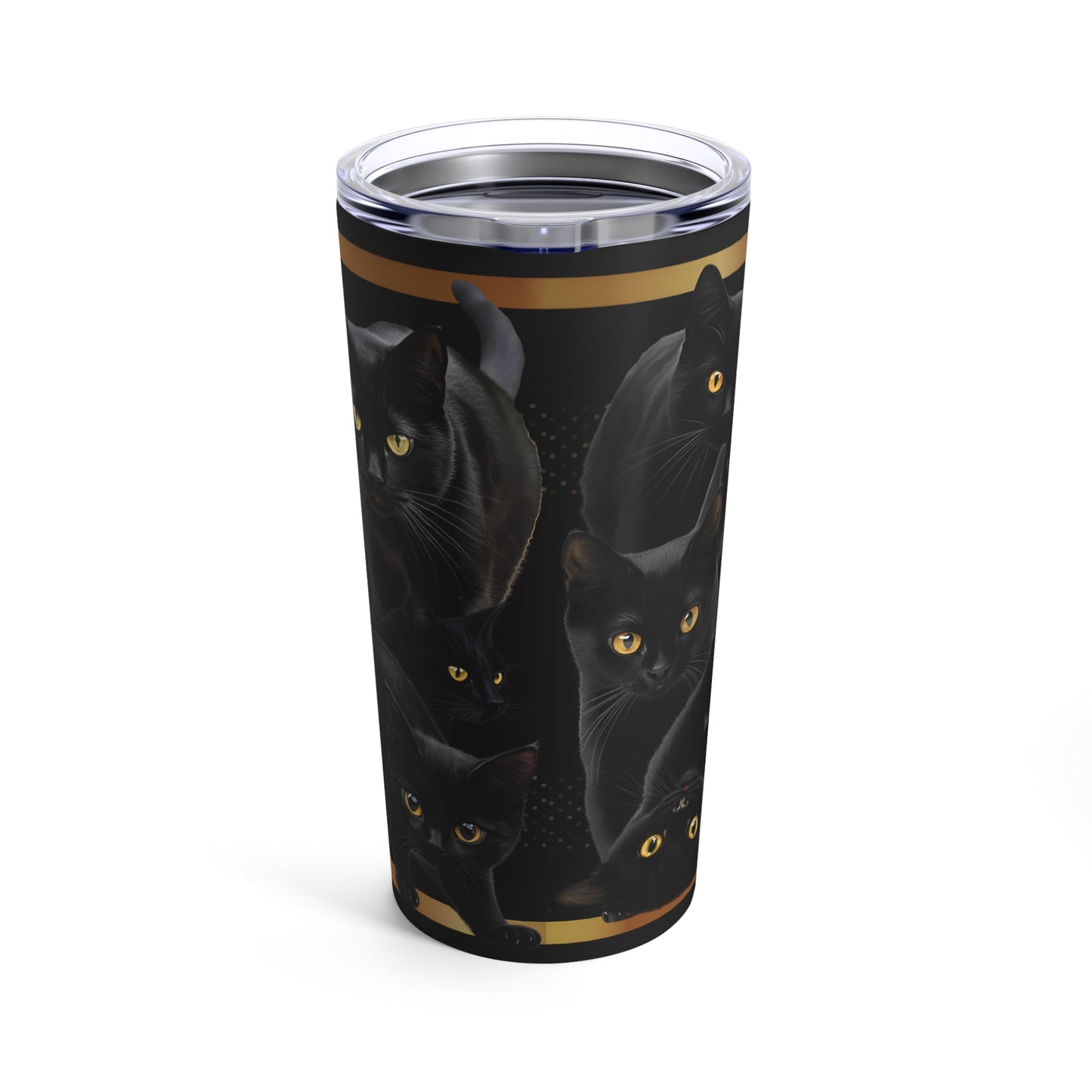 Black Cat Tumbler - Black and Gold Tumbler for Cat Lovers - Boo and Bewear