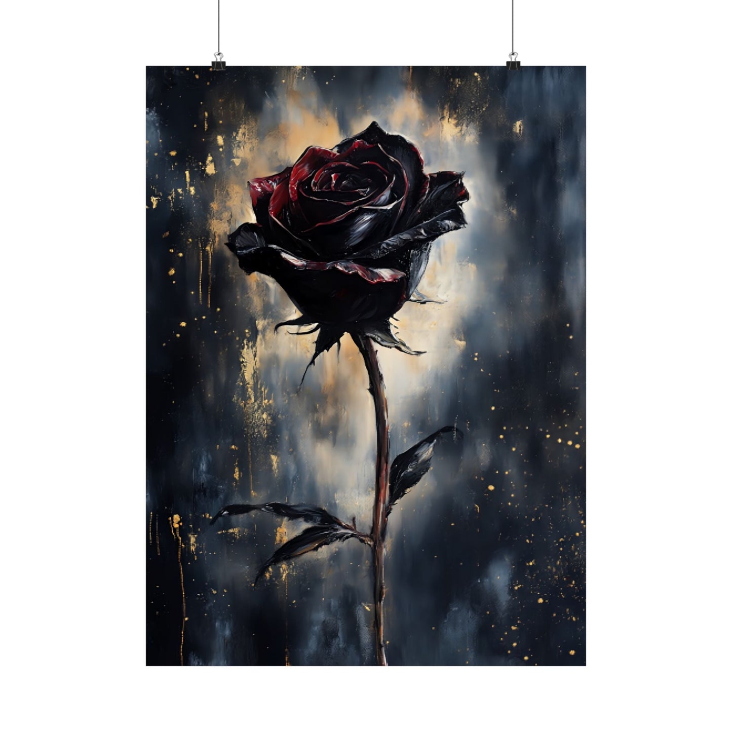 Black Rose Painting - Gothic Floral Wall Art Print - Vintage Victorian Dark Romance Poster - Boo and Bewear