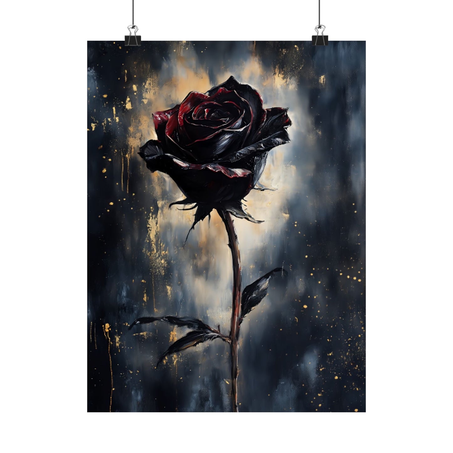 Black Rose Painting - Gothic Floral Wall Art Print - Vintage Victorian Dark Romance Poster - Boo and Bewear