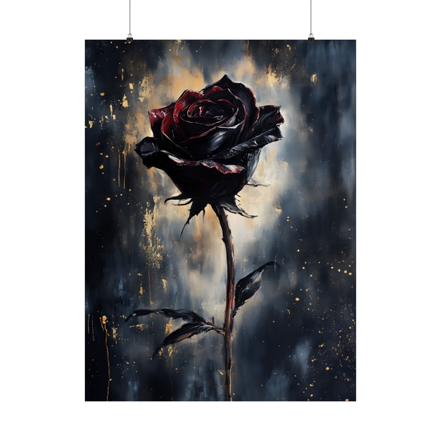 Black Rose Painting - Gothic Floral Wall Art Print - Vintage Victorian Dark Romance Poster - Boo and Bewear