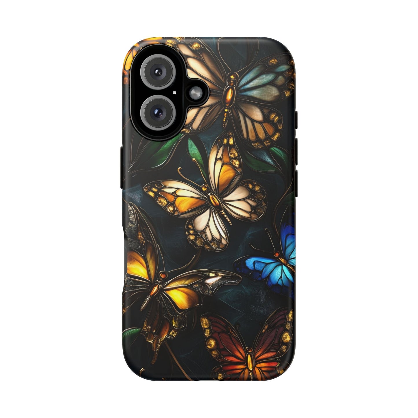 Butterfly Stained Glass Phone Case - Glass Mosaic Phone Case - Gothic Colorful Phone Cover for iPhone 16 15 14 13 12 11, Samsung Galaxy & Google Pixel
