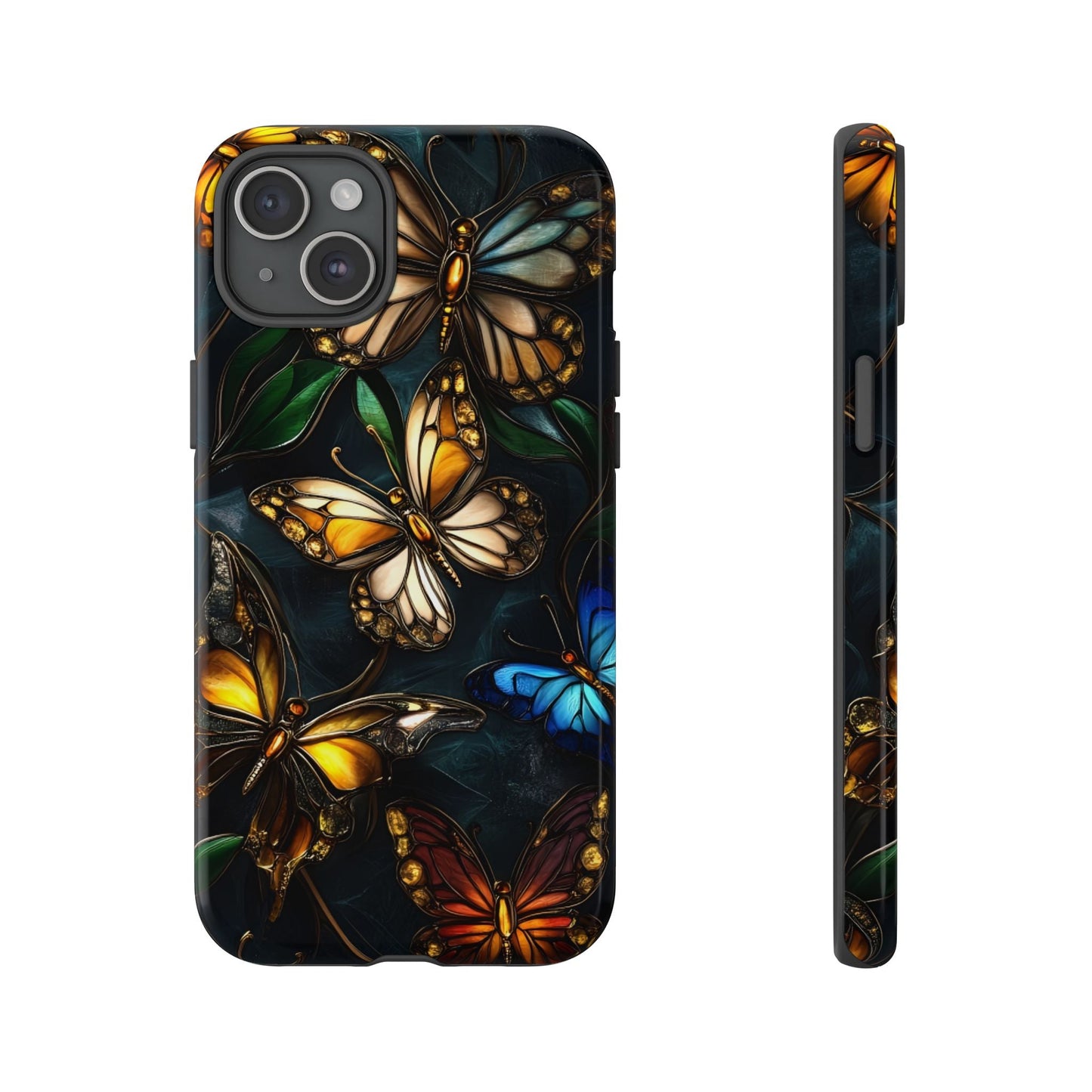 Butterfly Stained Glass Phone Case - Glass Mosaic Phone Case - Gothic Colorful Phone Cover for iPhone 16 15 14 13 12 11, Samsung Galaxy & Google Pixel