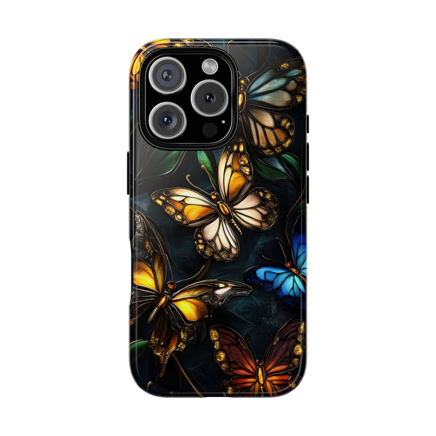 Butterfly Stained Glass Phone Case - Glass Mosaic Phone Case - Gothic Colorful Phone Cover for iPhone 16 15 14 13 12 11, Samsung Galaxy & Google Pixel