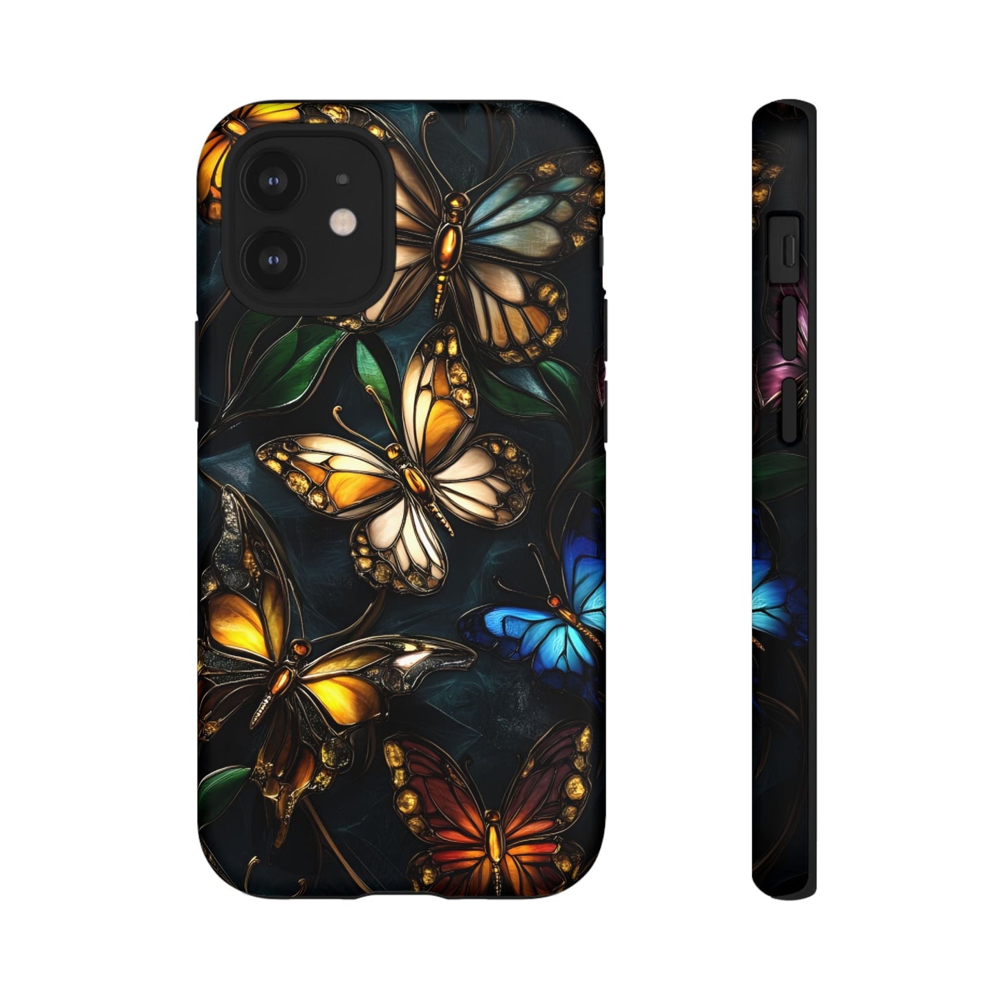 Butterfly Stained Glass Phone Case - Glass Mosaic Phone Case - Gothic Colorful Phone Cover for iPhone 16 15 14 13 12 11, Samsung Galaxy & Google Pixel