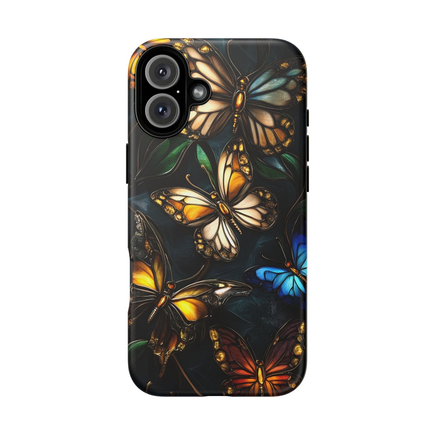 Butterfly Stained Glass Phone Case - Glass Mosaic Phone Case - Gothic Colorful Phone Cover for iPhone 16 15 14 13 12 11, Samsung Galaxy & Google Pixel