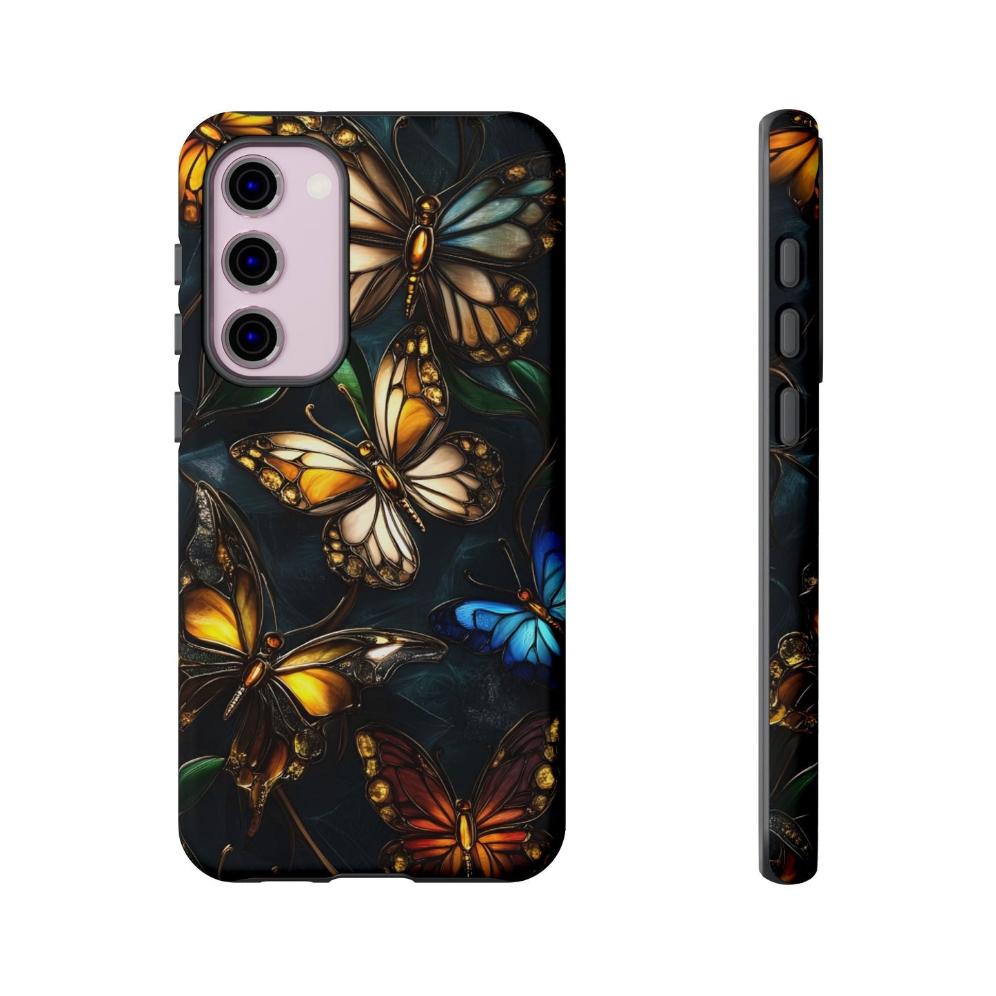 Butterfly Stained Glass Phone Case - Glass Mosaic Phone Case - Gothic Colorful Phone Cover for iPhone 16 15 14 13 12 11, Samsung Galaxy & Google Pixel