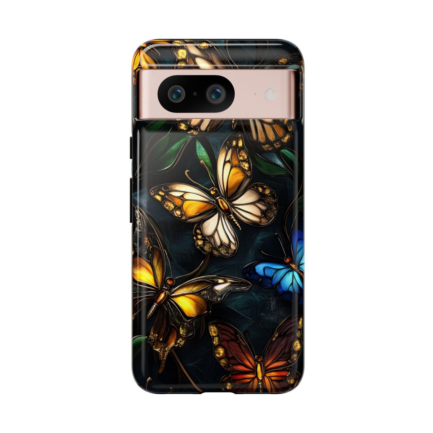 Butterfly Stained Glass Phone Case - Glass Mosaic Phone Case - Gothic Colorful Phone Cover for iPhone 16 15 14 13 12 11, Samsung Galaxy & Google Pixel
