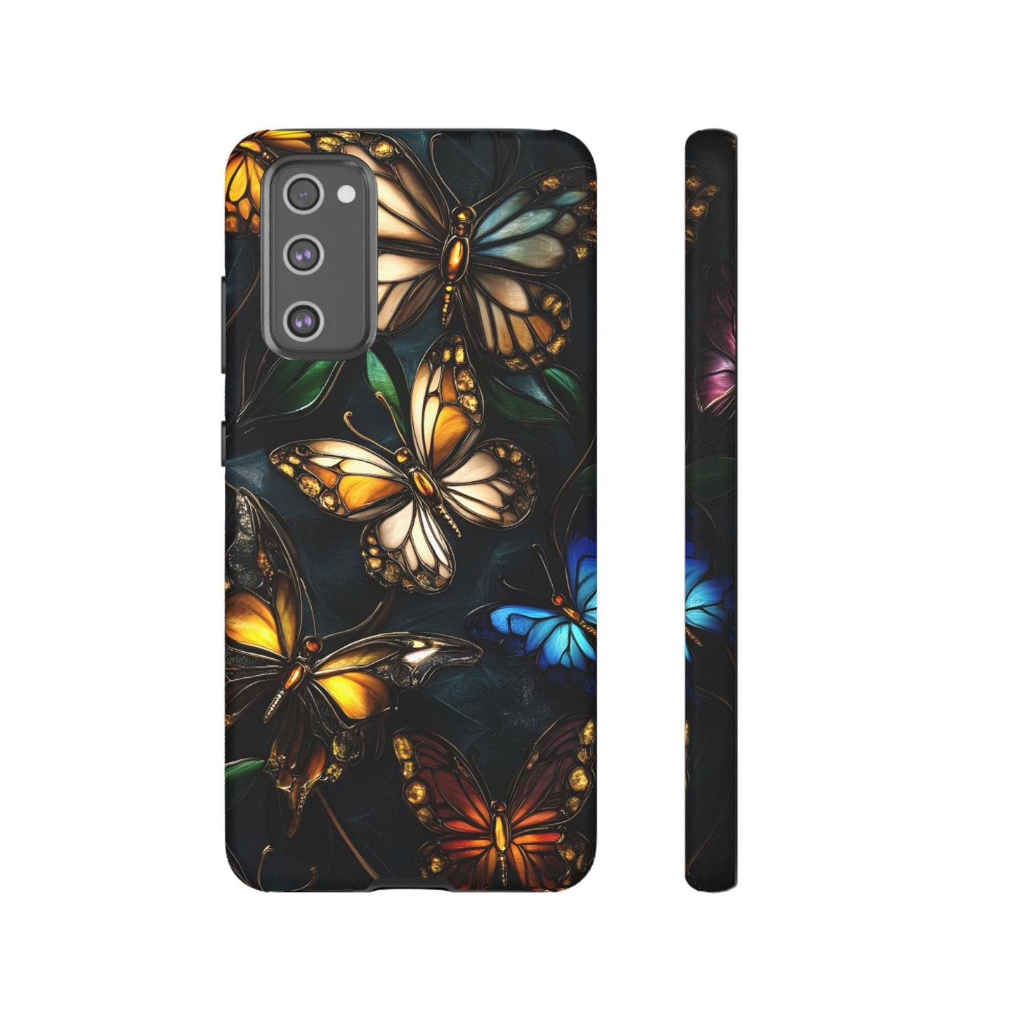 Butterfly Stained Glass Phone Case - Glass Mosaic Phone Case - Gothic Colorful Phone Cover for iPhone 16 15 14 13 12 11, Samsung Galaxy & Google Pixel