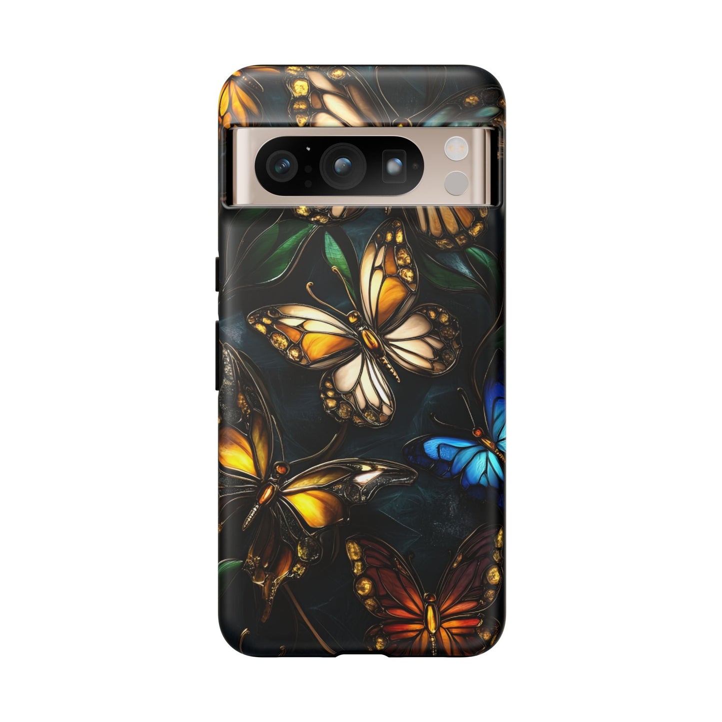 Butterfly Stained Glass Phone Case - Glass Mosaic Phone Case - Gothic Colorful Phone Cover for iPhone 16 15 14 13 12 11, Samsung Galaxy & Google Pixel