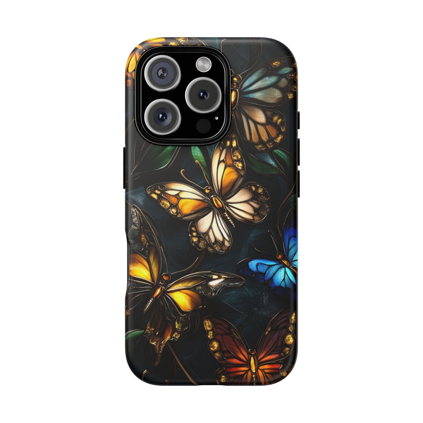 Butterfly Stained Glass Phone Case - Glass Mosaic Phone Case - Gothic Colorful Phone Cover for iPhone 16 15 14 13 12 11, Samsung Galaxy & Google Pixel
