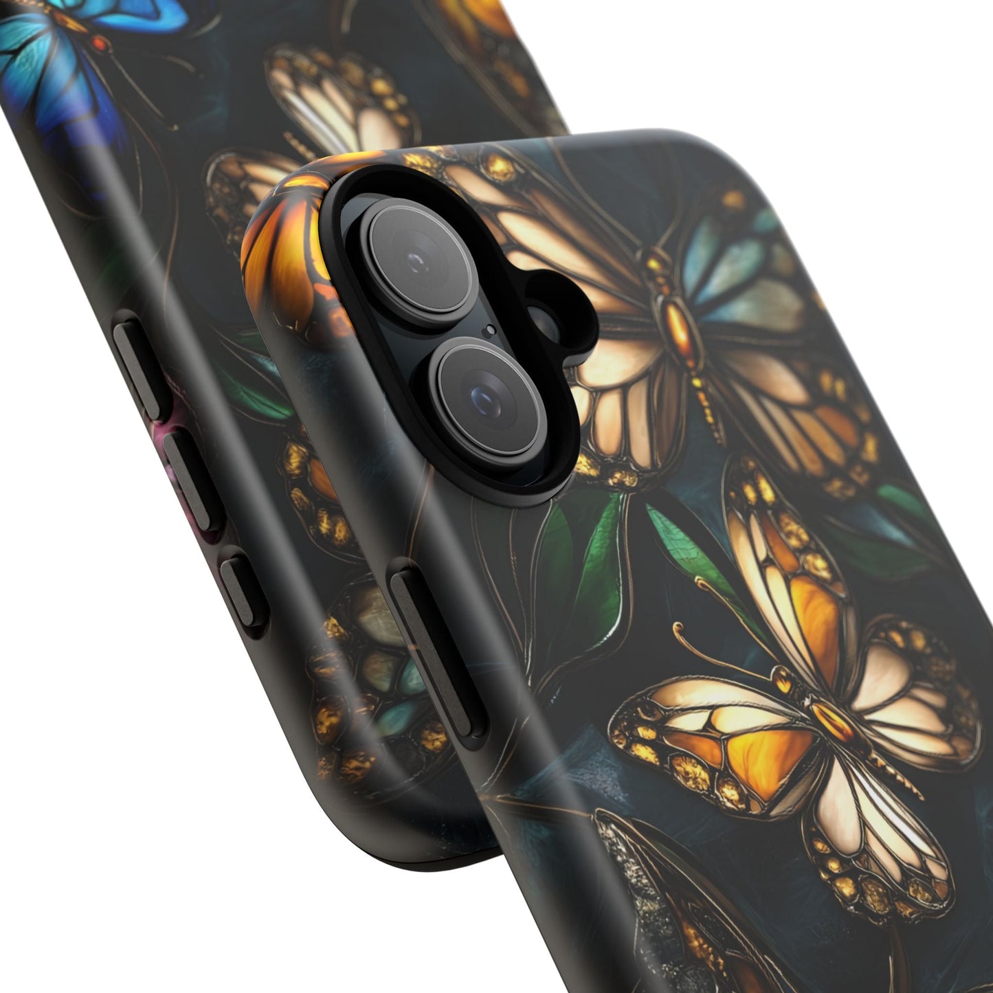 Butterfly Stained Glass Phone Case - Glass Mosaic Phone Case - Gothic Colorful Phone Cover for iPhone 16 15 14 13 12 11, Samsung Galaxy & Google Pixel