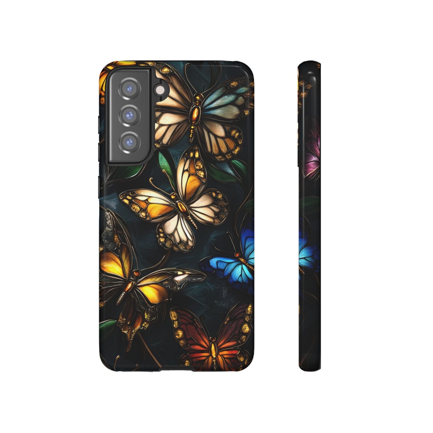 Butterfly Stained Glass Phone Case - Glass Mosaic Phone Case - Gothic Colorful Phone Cover for iPhone 16 15 14 13 12 11, Samsung Galaxy & Google Pixel