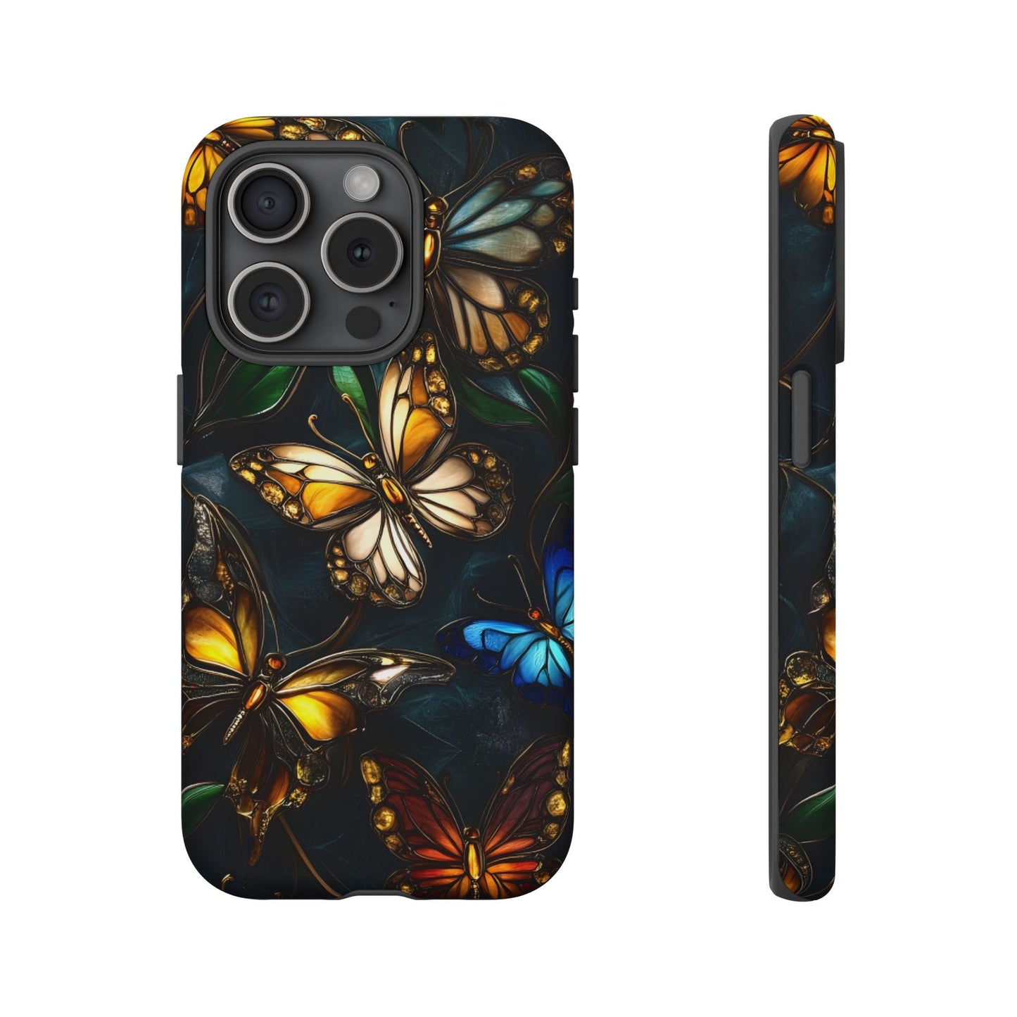 Butterfly Stained Glass Phone Case - Glass Mosaic Phone Case - Gothic Colorful Phone Cover for iPhone 16 15 14 13 12 11, Samsung Galaxy & Google Pixel