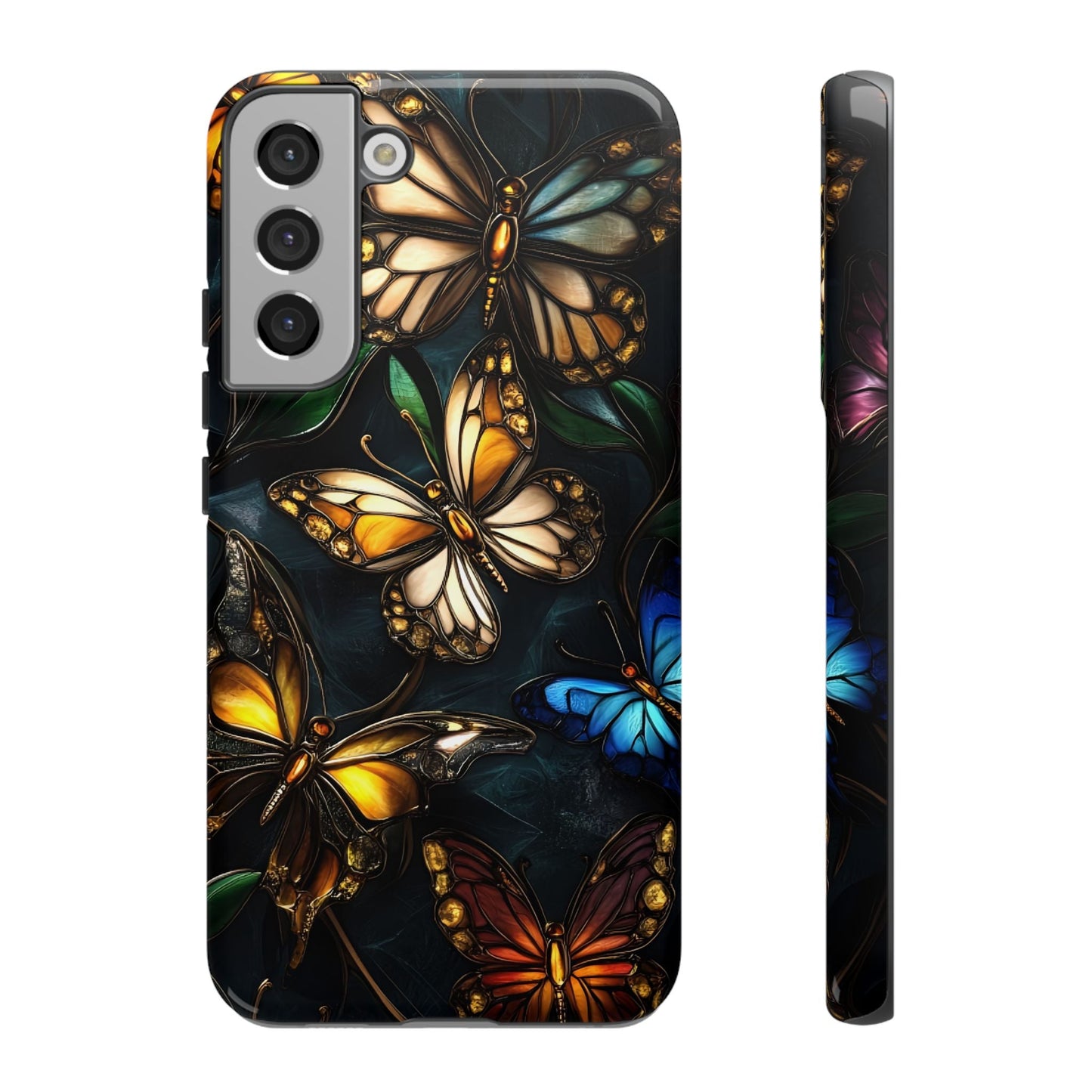 Butterfly Stained Glass Phone Case - Glass Mosaic Phone Case - Gothic Colorful Phone Cover for iPhone 16 15 14 13 12 11, Samsung Galaxy & Google Pixel