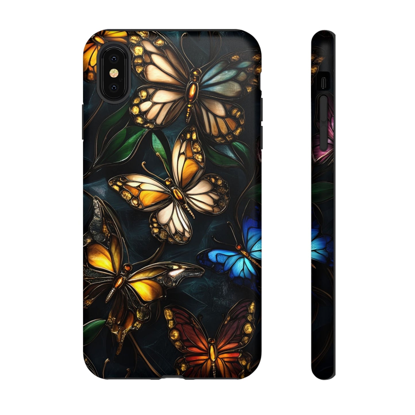 Butterfly Stained Glass Phone Case - Glass Mosaic Phone Case - Gothic Colorful Phone Cover for iPhone 16 15 14 13 12 11, Samsung Galaxy & Google Pixel