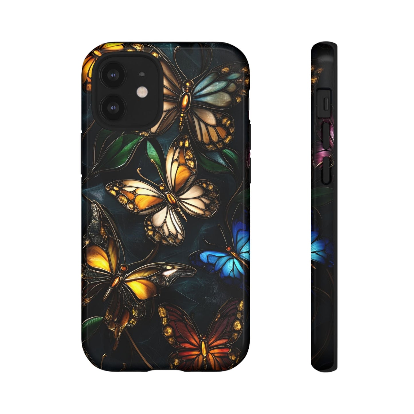 Butterfly Stained Glass Phone Case - Glass Mosaic Phone Case - Gothic Colorful Phone Cover for iPhone 16 15 14 13 12 11, Samsung Galaxy & Google Pixel