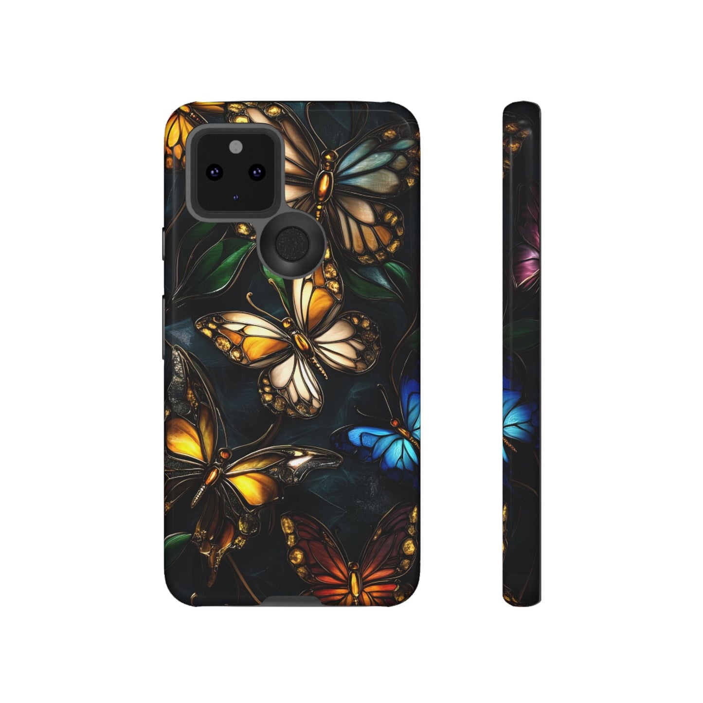 Butterfly Stained Glass Phone Case - Glass Mosaic Phone Case - Gothic Colorful Phone Cover for iPhone 16 15 14 13 12 11, Samsung Galaxy & Google Pixel