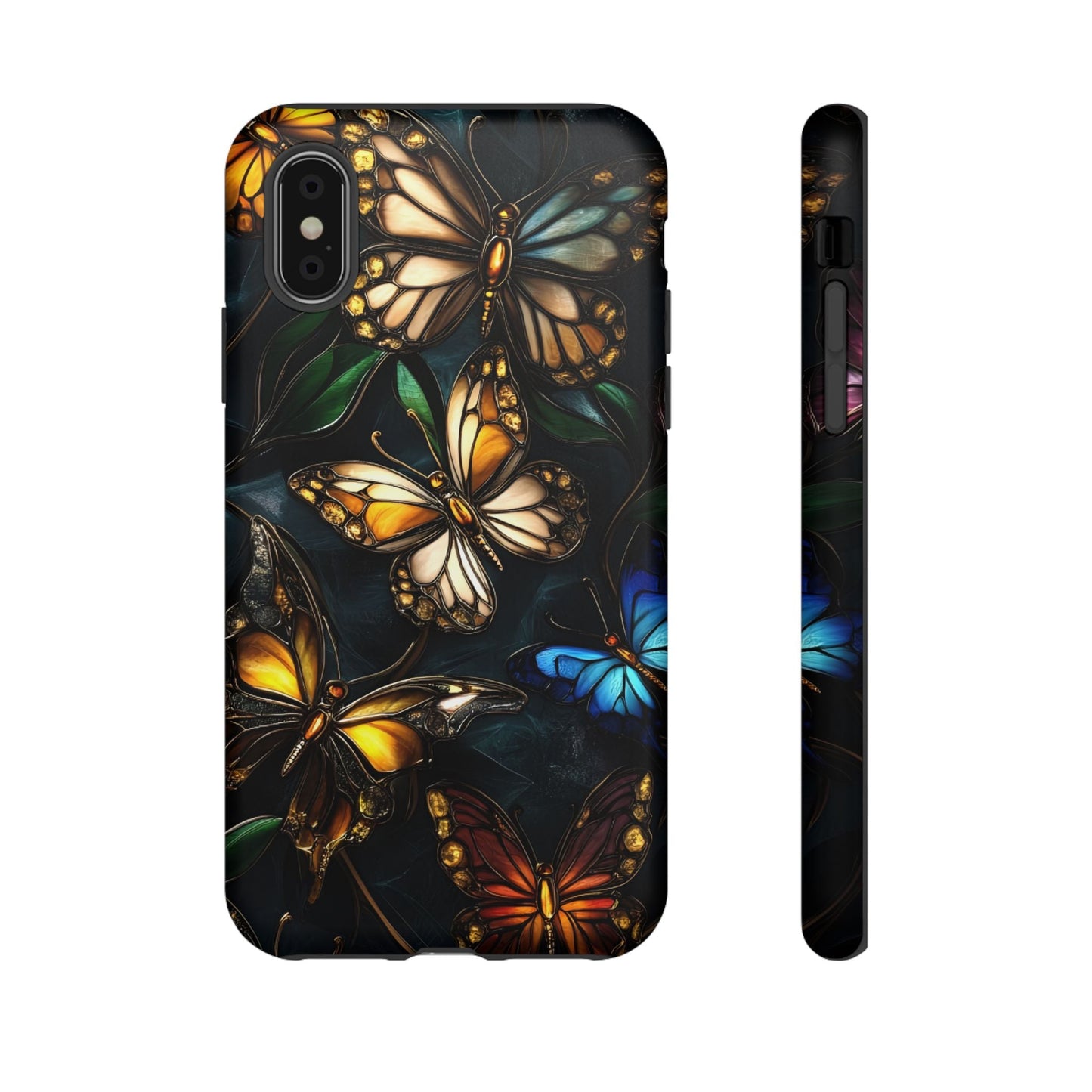 Butterfly Stained Glass Phone Case - Glass Mosaic Phone Case - Gothic Colorful Phone Cover for iPhone 16 15 14 13 12 11, Samsung Galaxy & Google Pixel