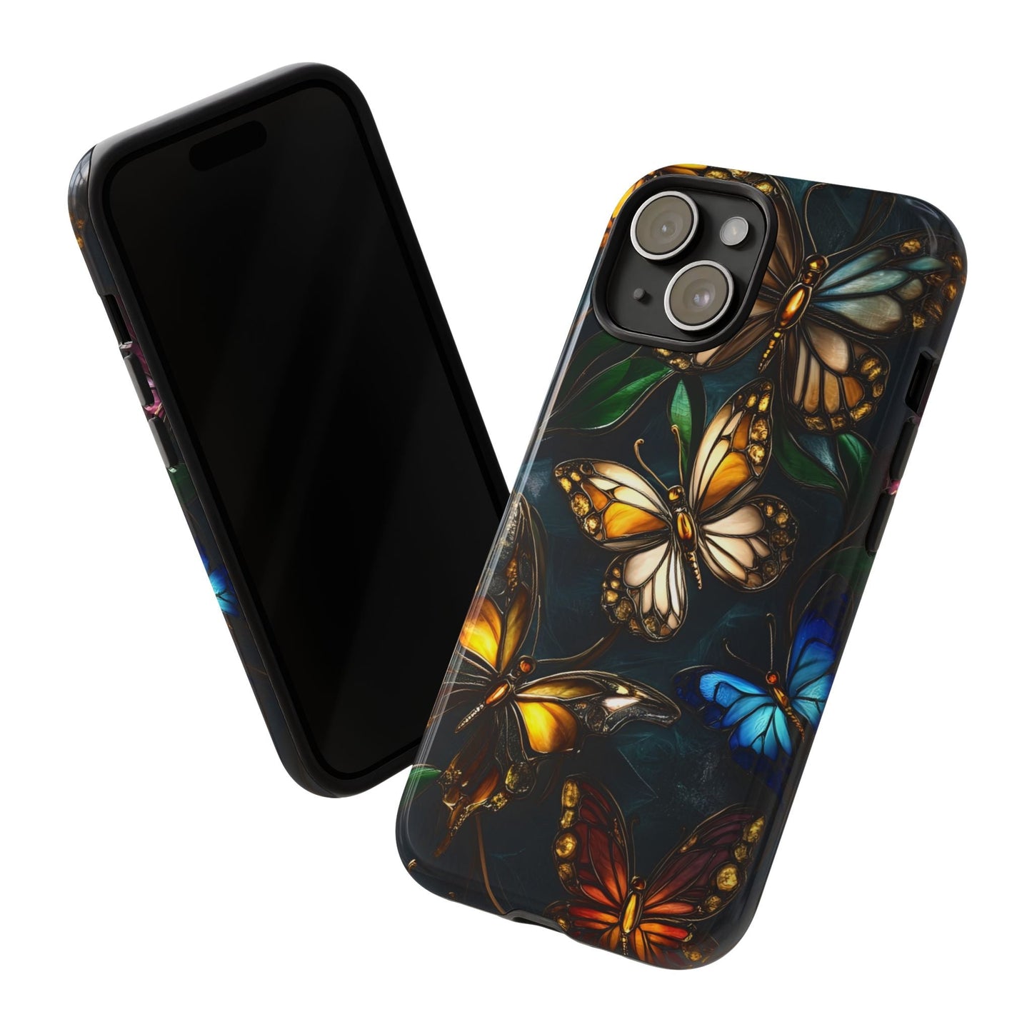 Butterfly Stained Glass Phone Case - Glass Mosaic Phone Case - Gothic Colorful Phone Cover for iPhone 16 15 14 13 12 11, Samsung Galaxy & Google Pixel