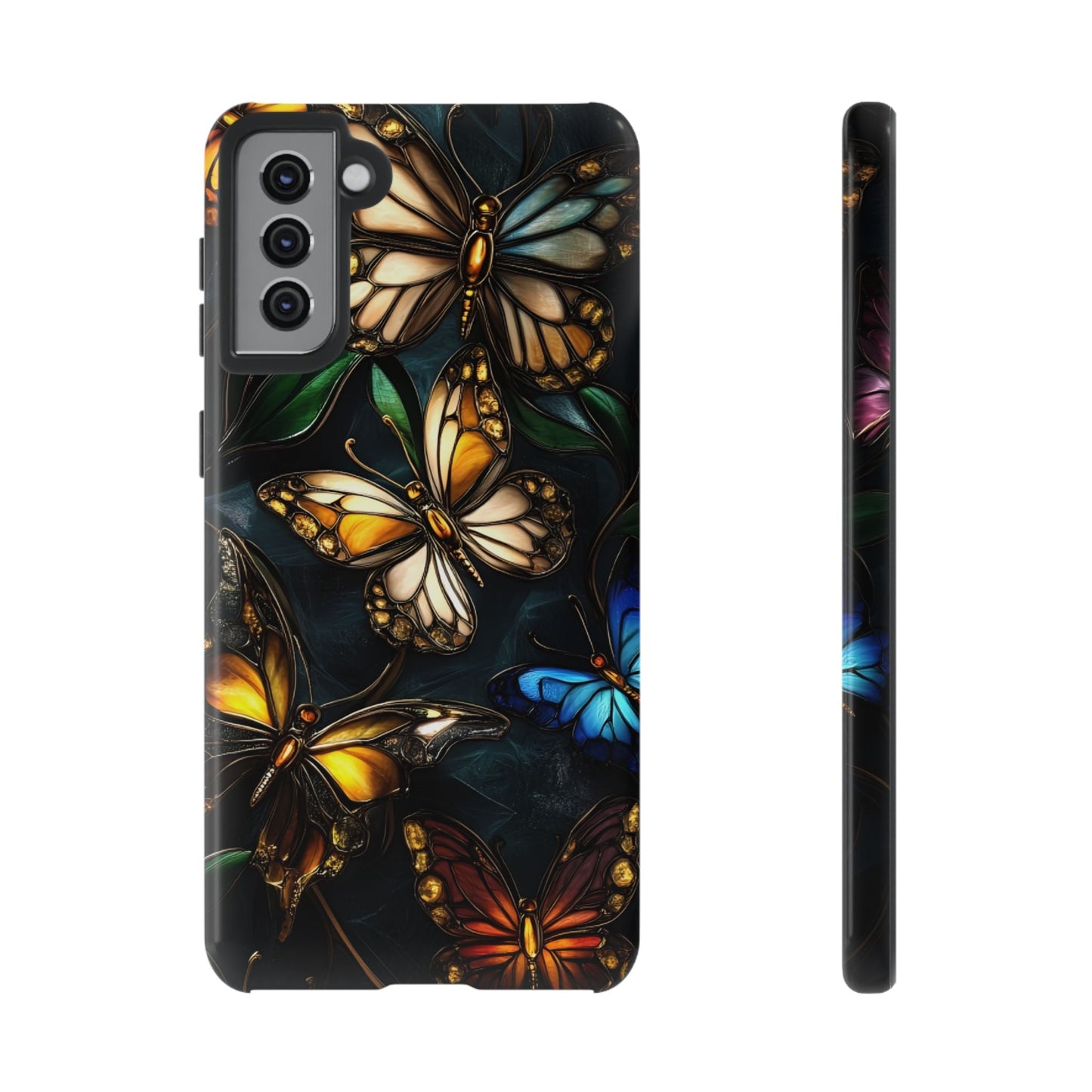 Butterfly Stained Glass Phone Case - Glass Mosaic Phone Case - Gothic Colorful Phone Cover for iPhone 16 15 14 13 12 11, Samsung Galaxy & Google Pixel