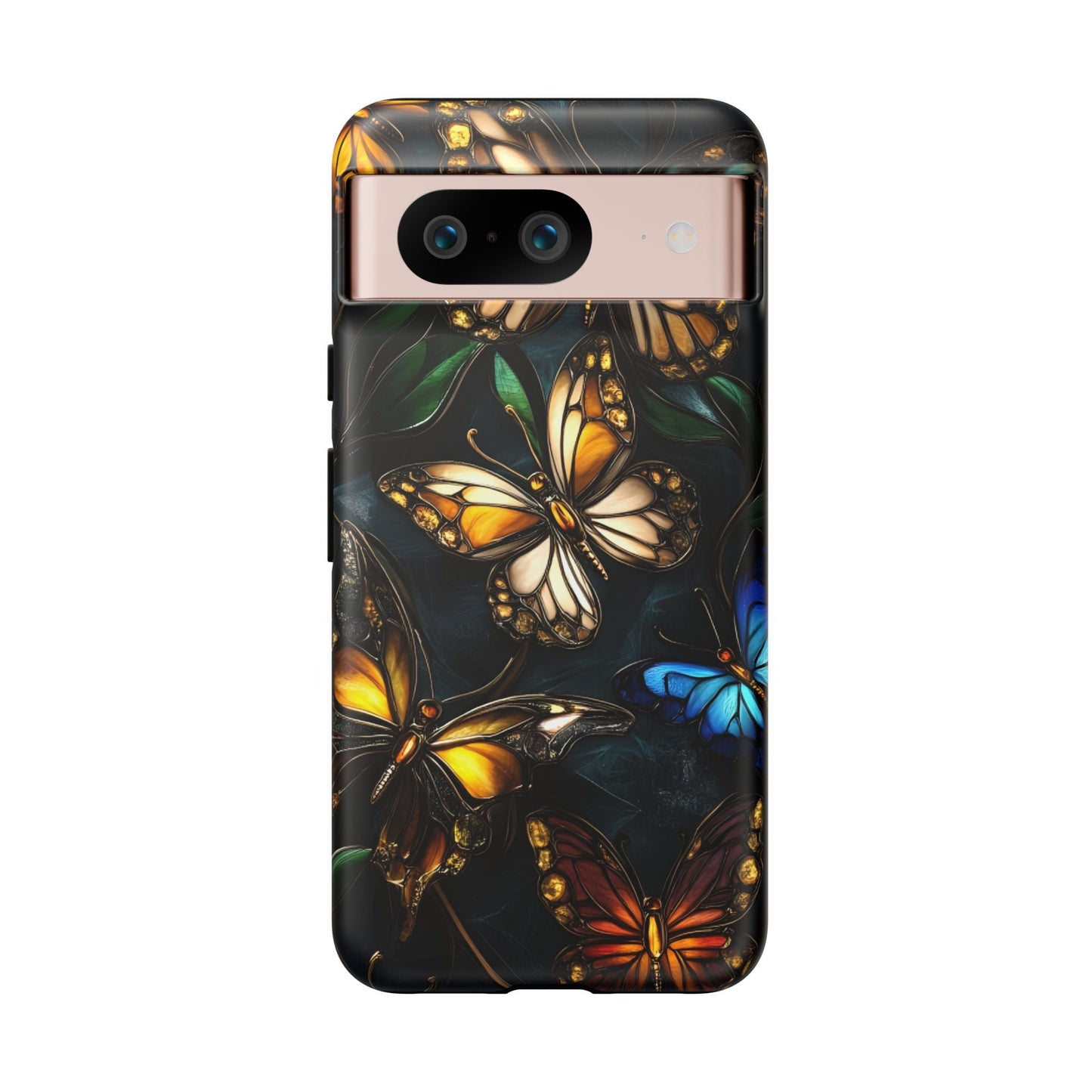 Butterfly Stained Glass Phone Case - Glass Mosaic Phone Case - Gothic Colorful Phone Cover for iPhone 16 15 14 13 12 11, Samsung Galaxy & Google Pixel
