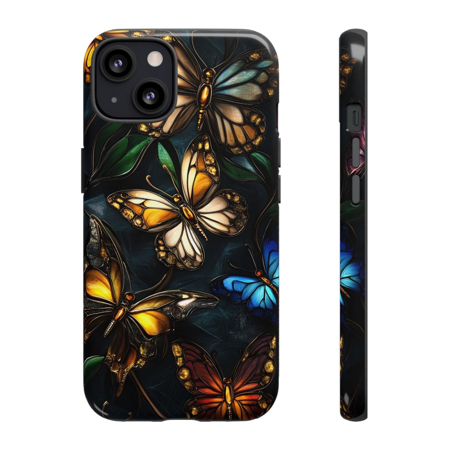 Butterfly Stained Glass Phone Case - Glass Mosaic Phone Case - Gothic Colorful Phone Cover for iPhone 16 15 14 13 12 11, Samsung Galaxy & Google Pixel