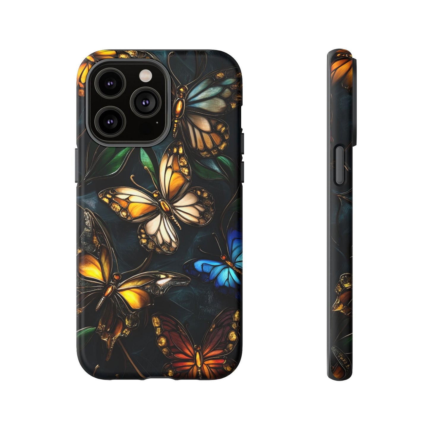 Butterfly Stained Glass Phone Case - Glass Mosaic Phone Case - Gothic Colorful Phone Cover for iPhone 16 15 14 13 12 11, Samsung Galaxy & Google Pixel