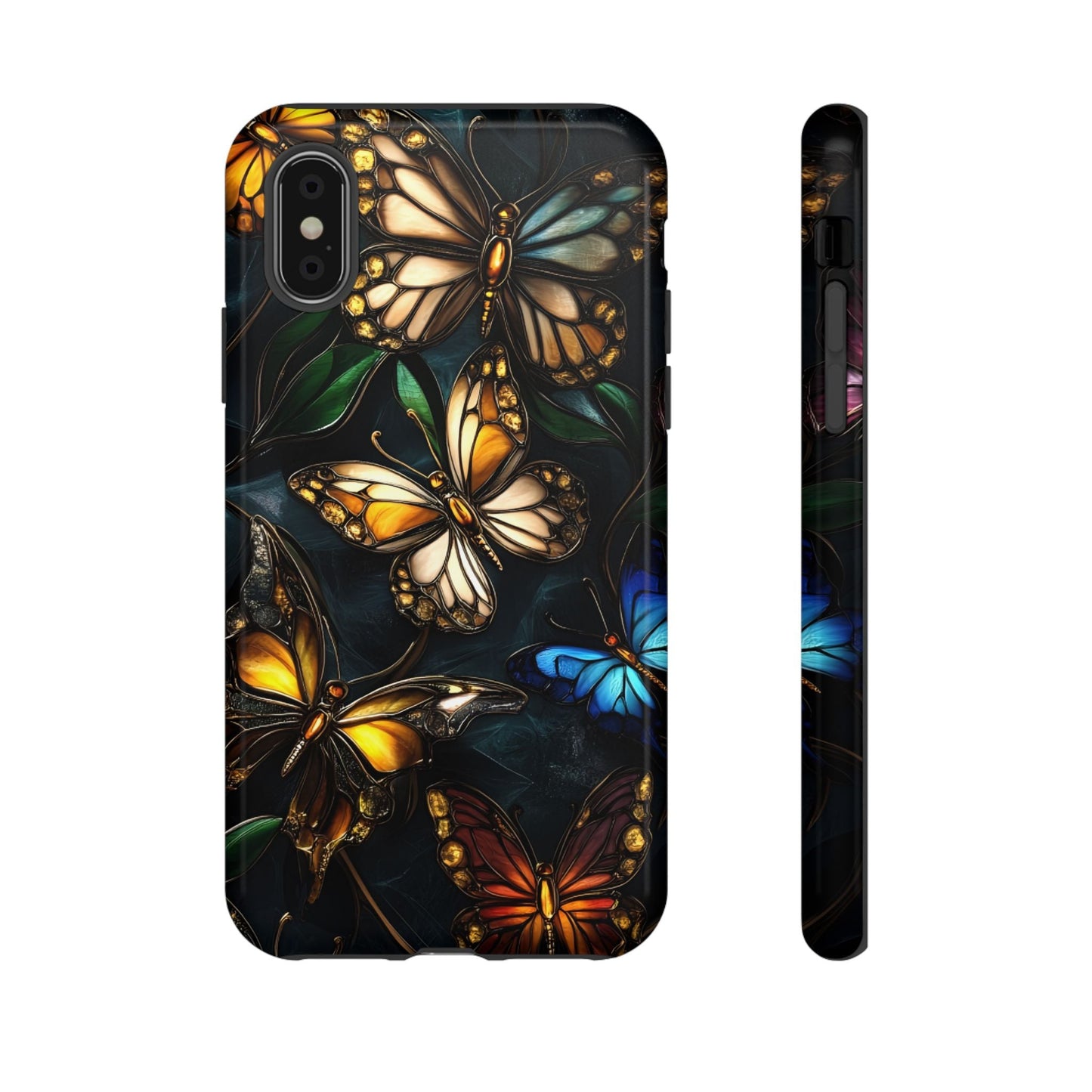 Butterfly Stained Glass Phone Case - Glass Mosaic Phone Case - Gothic Colorful Phone Cover for iPhone 16 15 14 13 12 11, Samsung Galaxy & Google Pixel