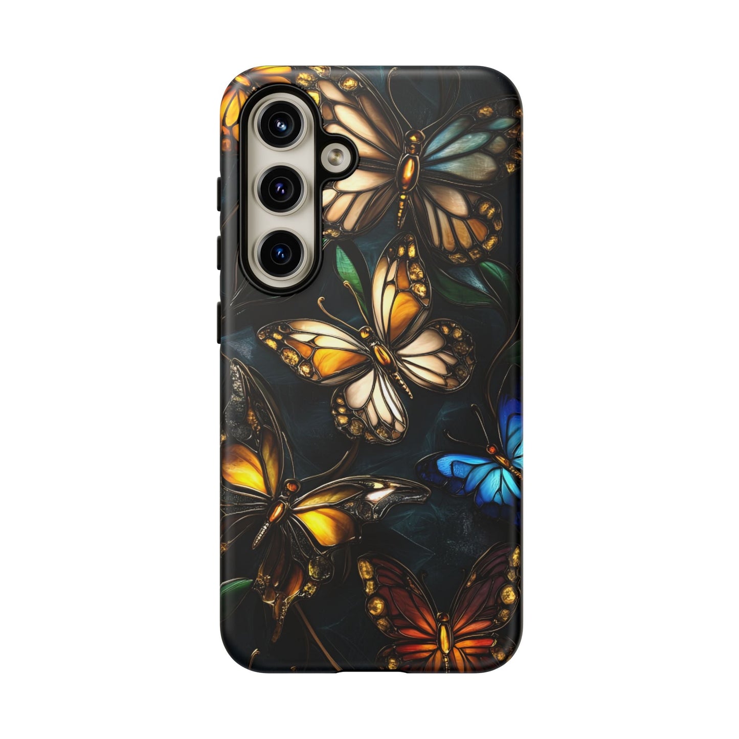 Butterfly Stained Glass Phone Case - Glass Mosaic Phone Case - Gothic Colorful Phone Cover for iPhone 16 15 14 13 12 11, Samsung Galaxy & Google Pixel