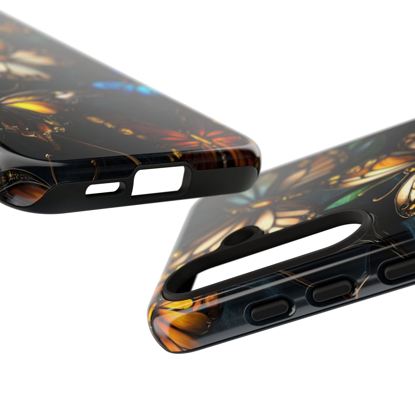Butterfly Stained Glass Phone Case - Glass Mosaic Phone Case - Gothic Colorful Phone Cover for iPhone 16 15 14 13 12 11, Samsung Galaxy & Google Pixel