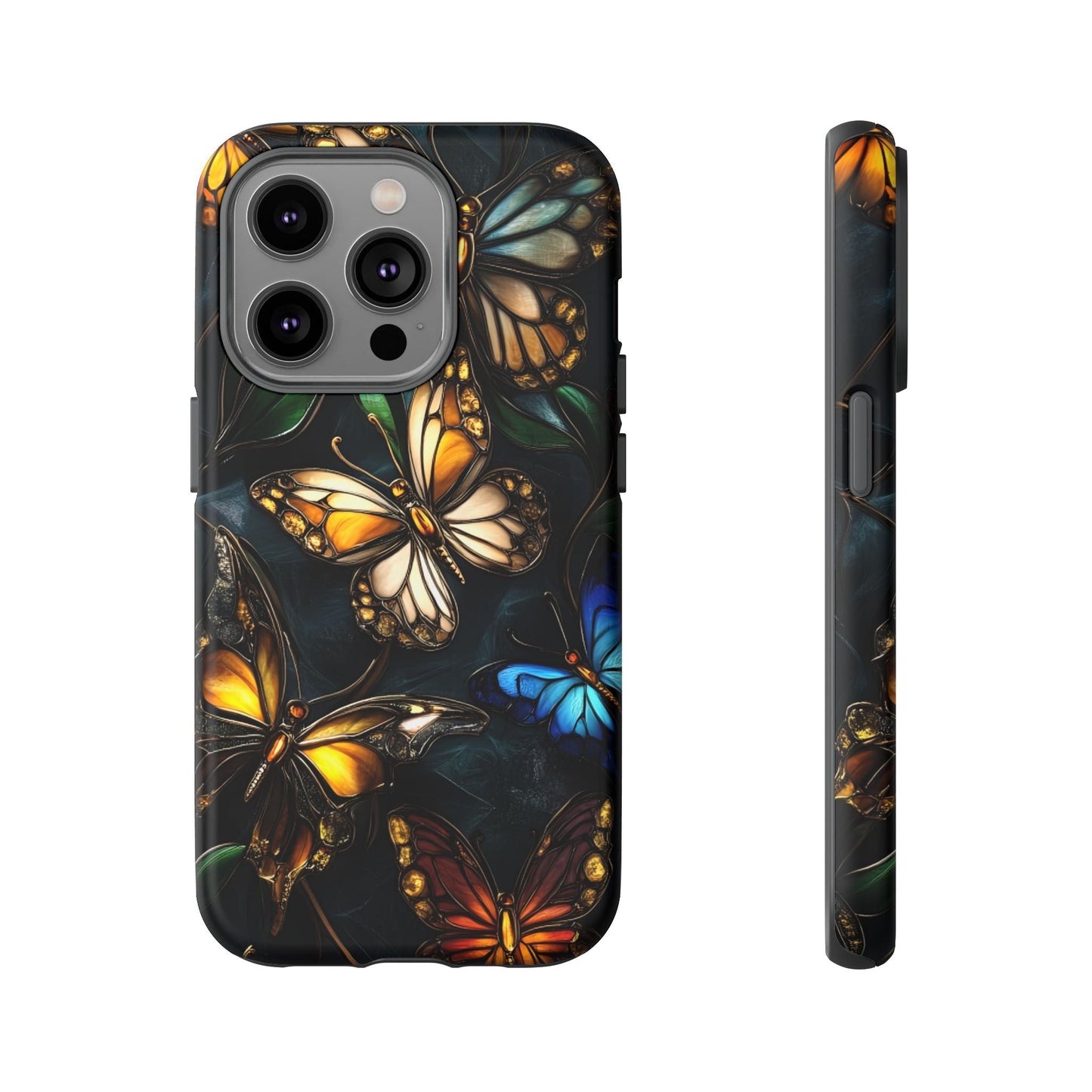 Butterfly Stained Glass Phone Case - Glass Mosaic Phone Case - Gothic Colorful Phone Cover for iPhone 16 15 14 13 12 11, Samsung Galaxy & Google Pixel