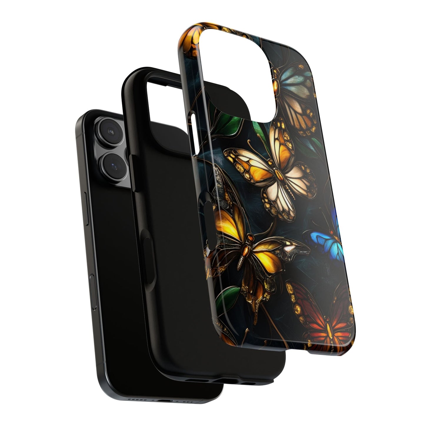 Butterfly Stained Glass Phone Case - Glass Mosaic Phone Case - Gothic Colorful Phone Cover for iPhone 16 15 14 13 12 11, Samsung Galaxy & Google Pixel