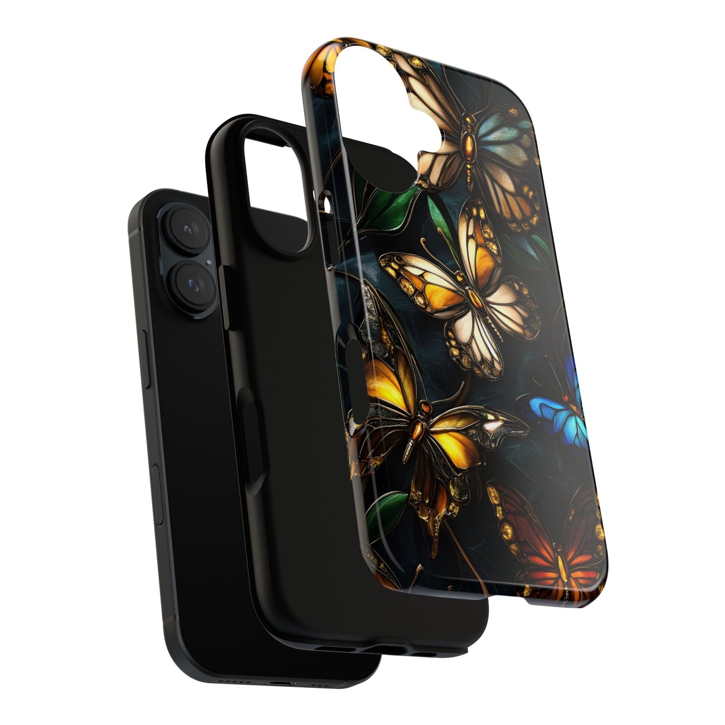Butterfly Stained Glass Phone Case - Glass Mosaic Phone Case - Gothic Colorful Phone Cover for iPhone 16 15 14 13 12 11, Samsung Galaxy & Google Pixel