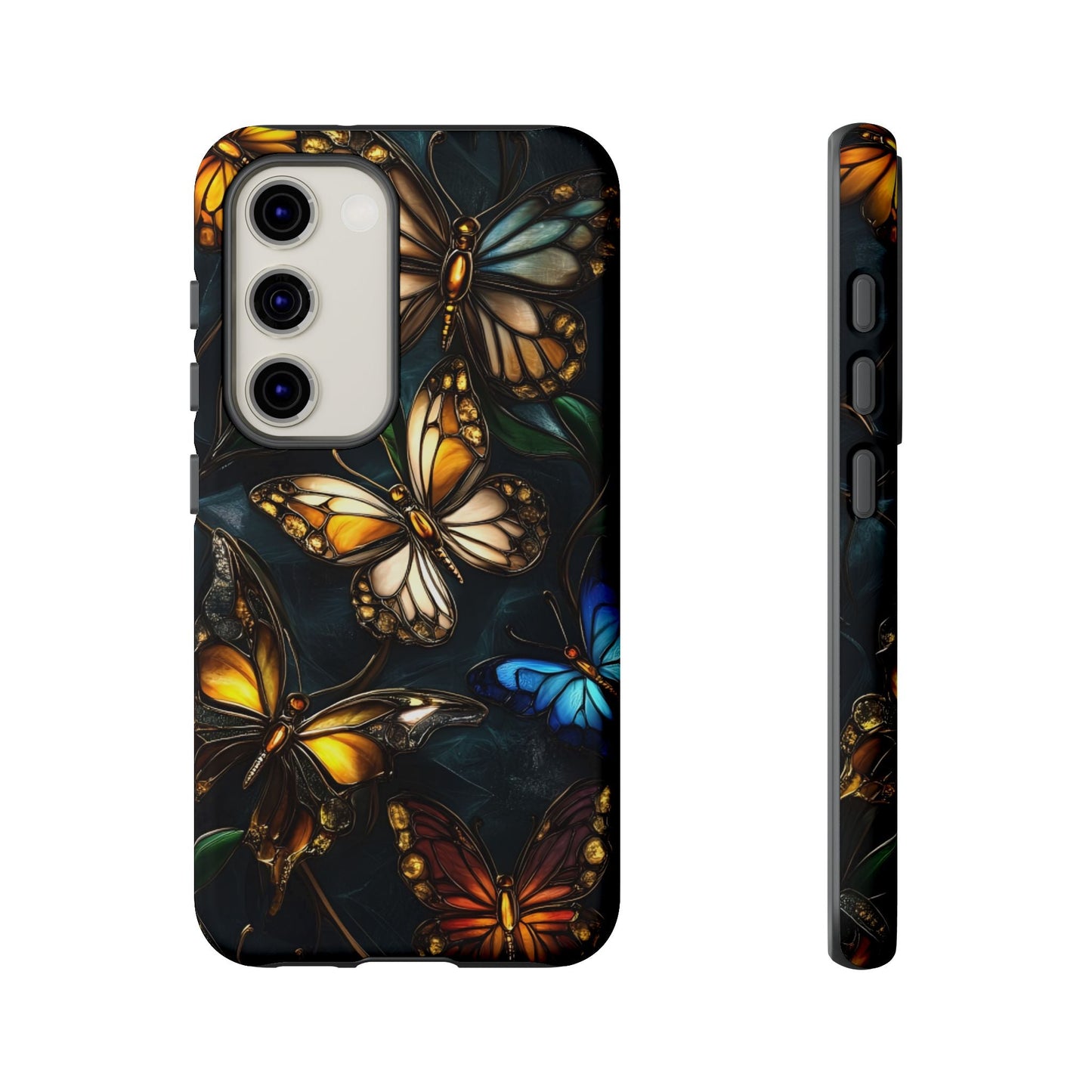Butterfly Stained Glass Phone Case - Glass Mosaic Phone Case - Gothic Colorful Phone Cover for iPhone 16 15 14 13 12 11, Samsung Galaxy & Google Pixel