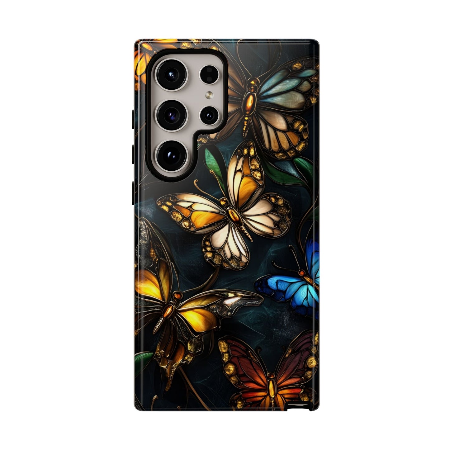 Butterfly Stained Glass Phone Case - Glass Mosaic Phone Case - Gothic Colorful Phone Cover for iPhone 16 15 14 13 12 11, Samsung Galaxy & Google Pixel