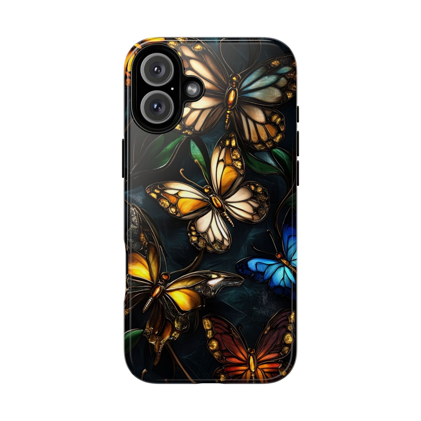 Butterfly Stained Glass Phone Case - Glass Mosaic Phone Case - Gothic Colorful Phone Cover for iPhone 16 15 14 13 12 11, Samsung Galaxy & Google Pixel