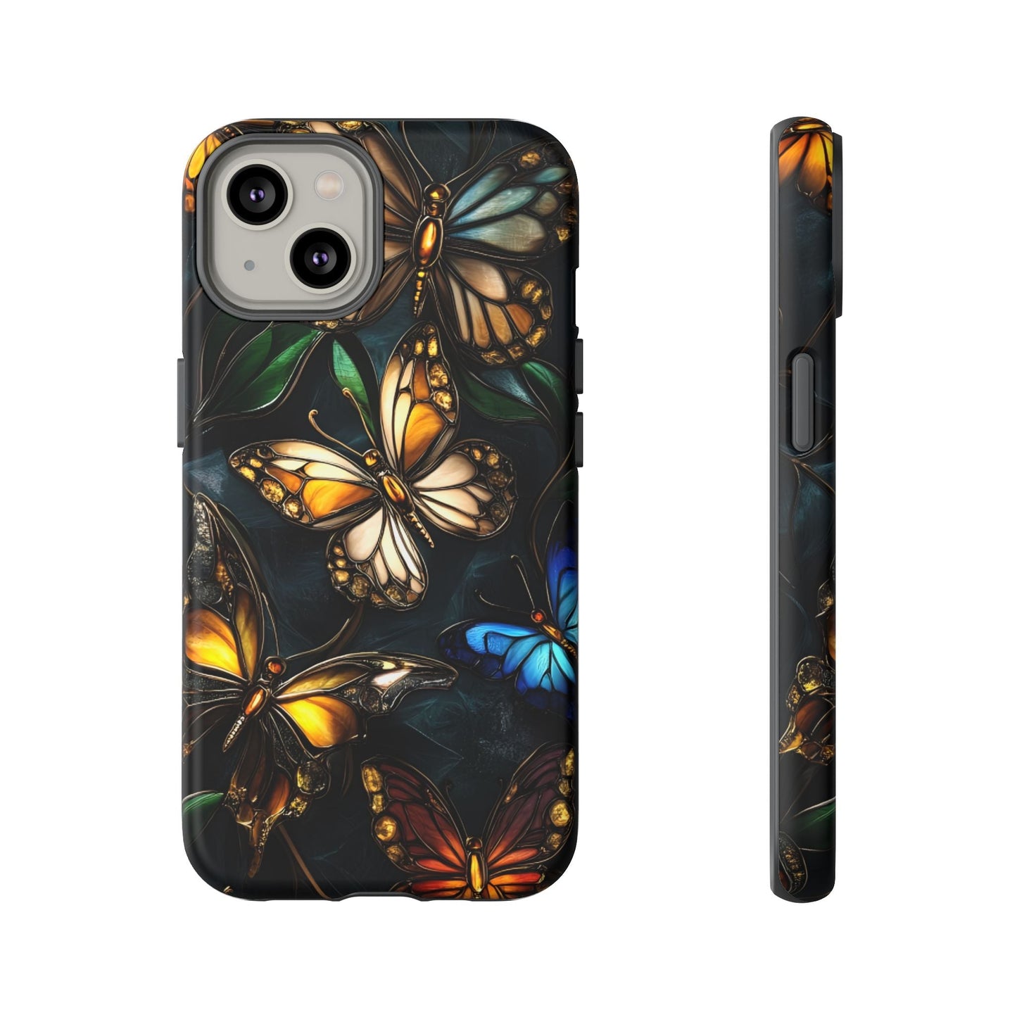 Butterfly Stained Glass Phone Case - Glass Mosaic Phone Case - Gothic Colorful Phone Cover for iPhone 16 15 14 13 12 11, Samsung Galaxy & Google Pixel